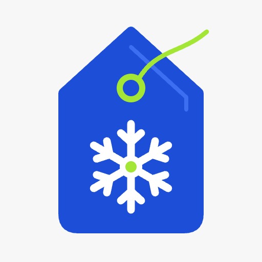Upfront HVAC of Arlington logo: blue price tag with a lime string and white snowflake